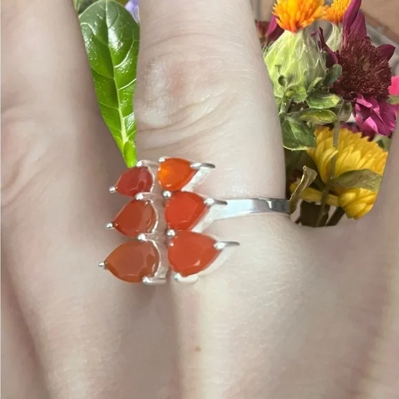 Red Jasper Adjustable Silver Ring - Picture 3 of 5